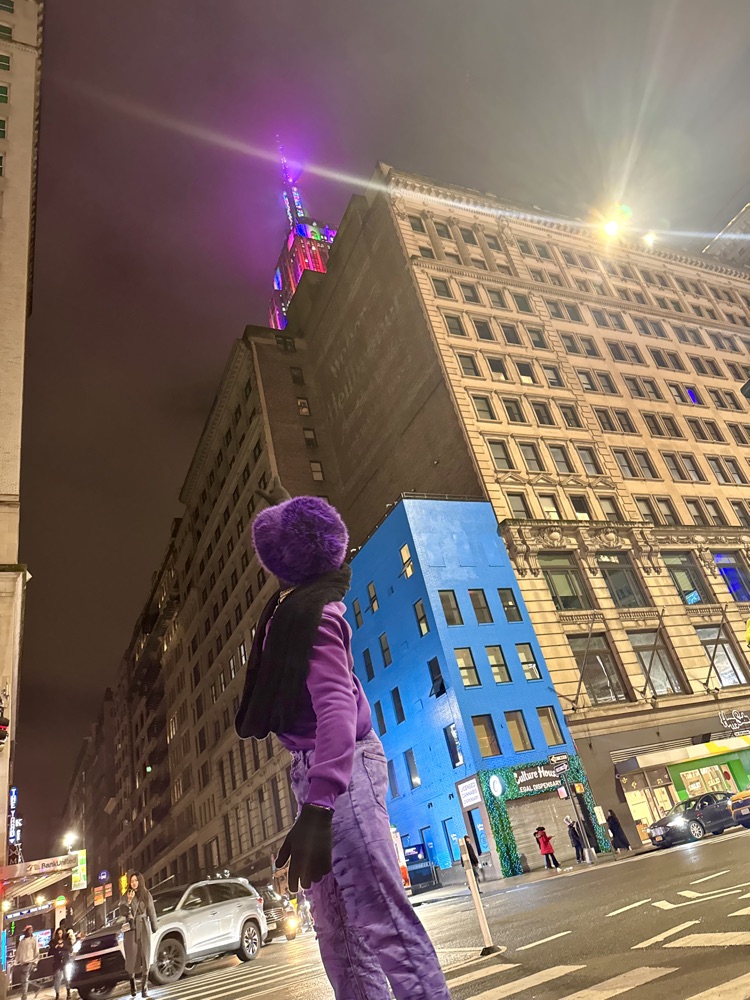 Dan G under purple city lights