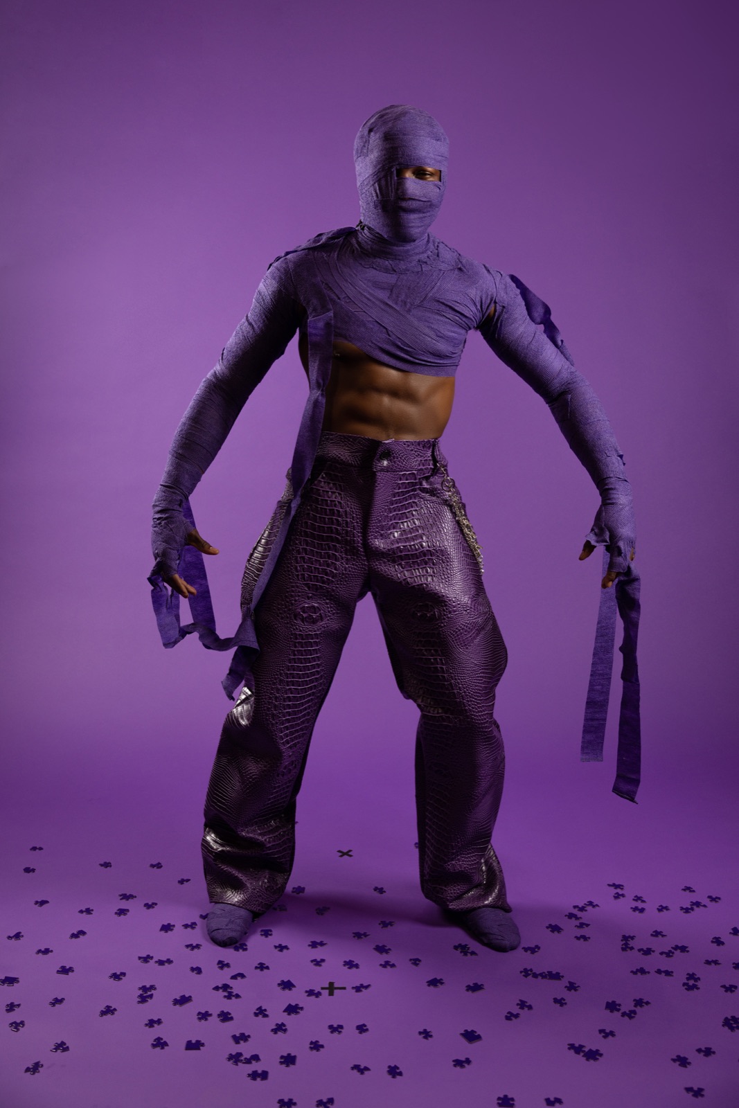 Dan G in purple wraps